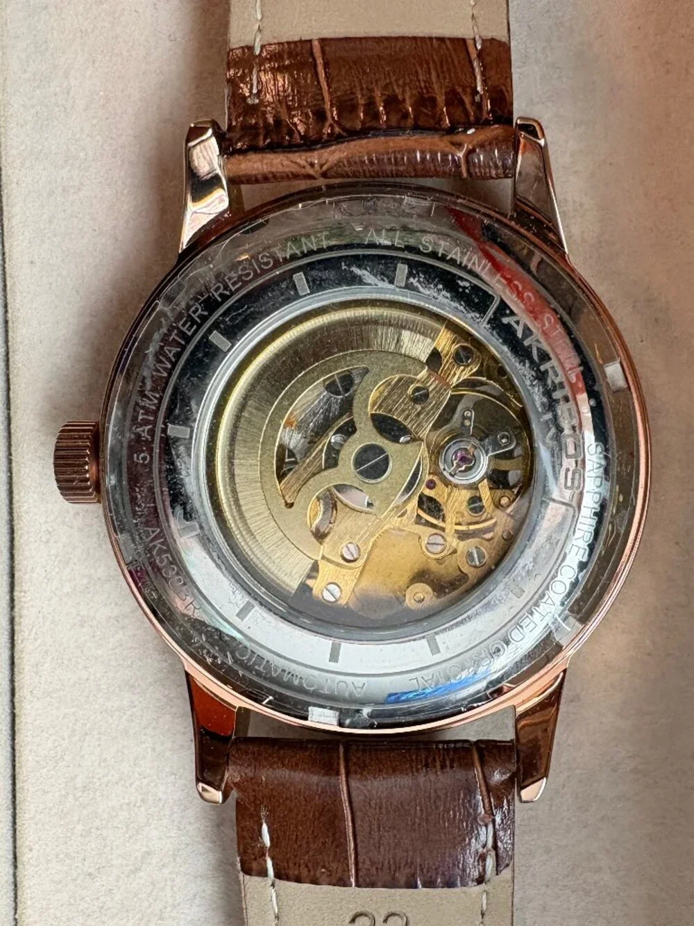 Akribos XXIV Men's Skeleton Watch Mechanical Hand-Winding